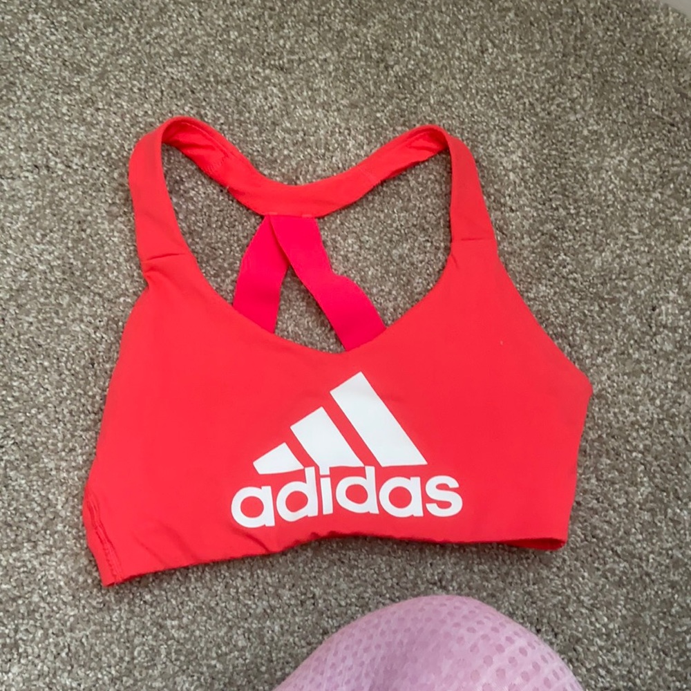 Neon pink adidas sports bra
